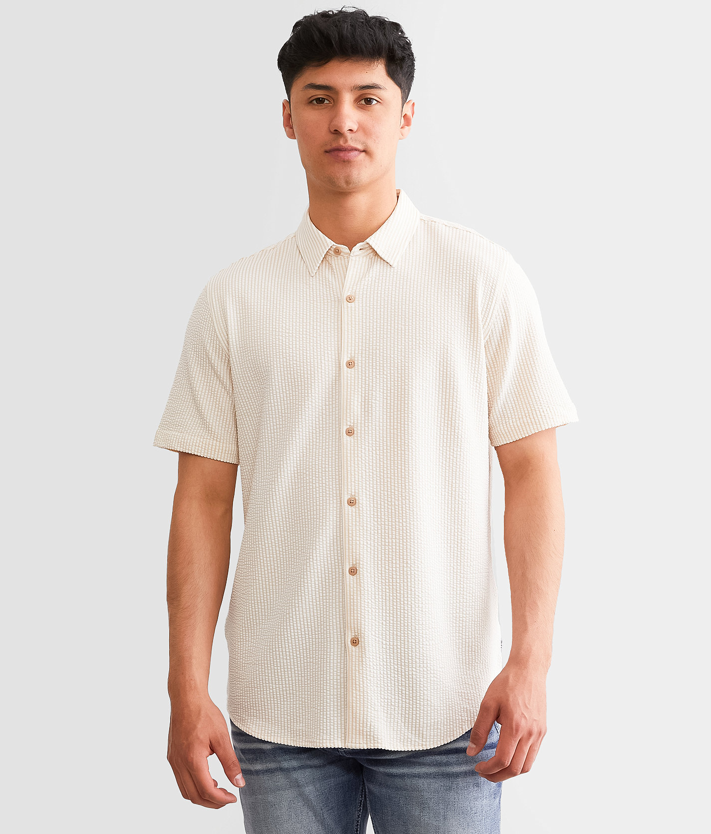 Nova Industries Striped Shirt - Men's Shirts in Tan