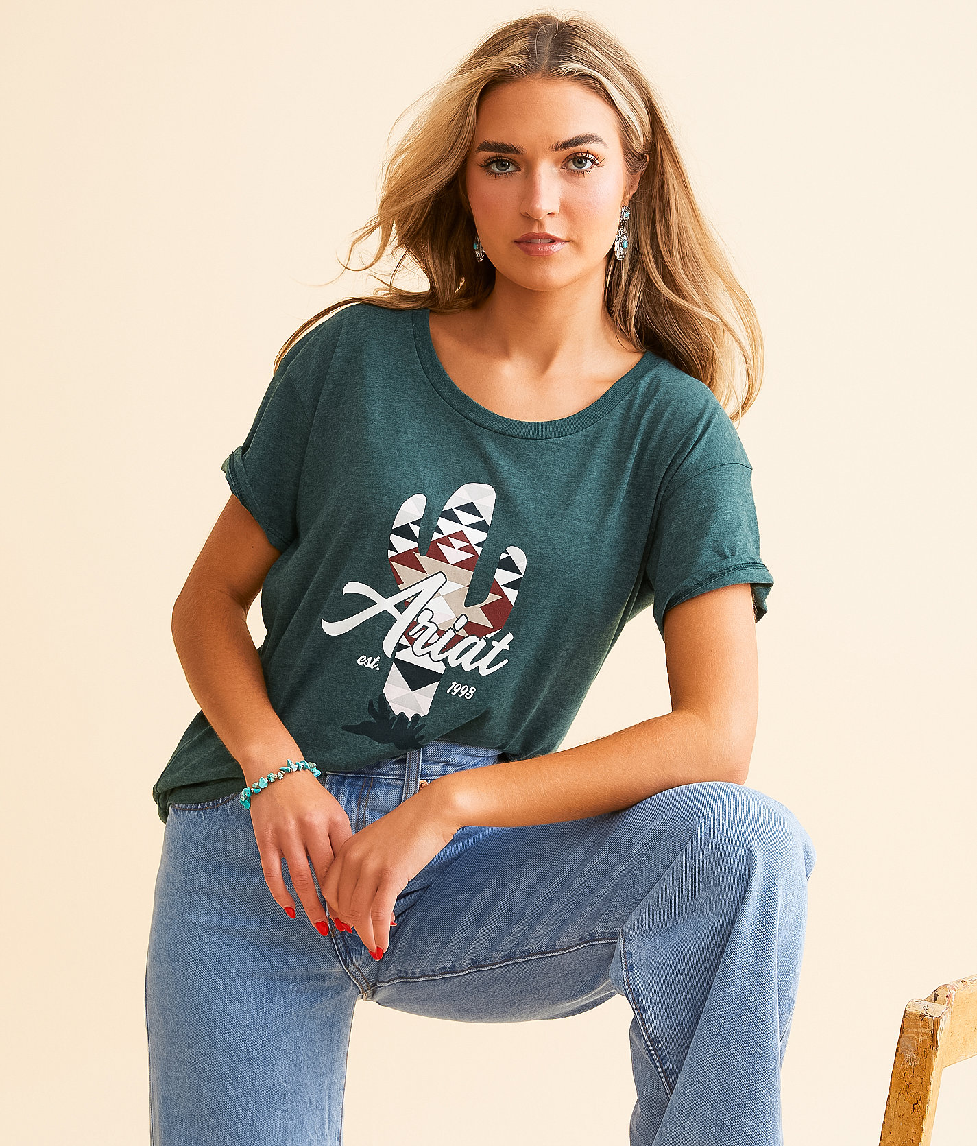 Ariat Southwest Cactus T-Shirt - Women's T-Shirts in Dark Teal Heather