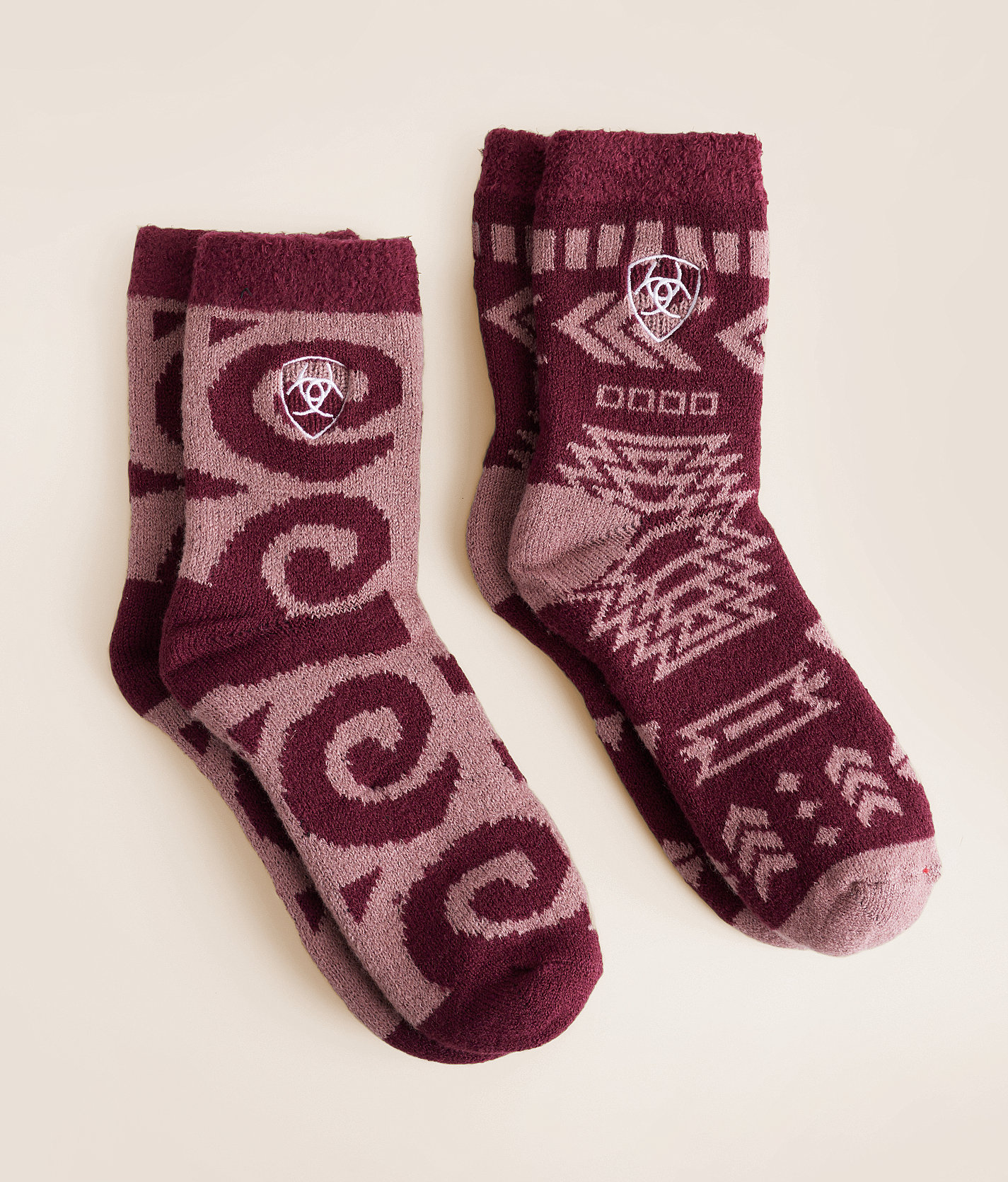 Ariat 2 Pack Cozy Aloe Socks - Women's Socks in Windsor Wine