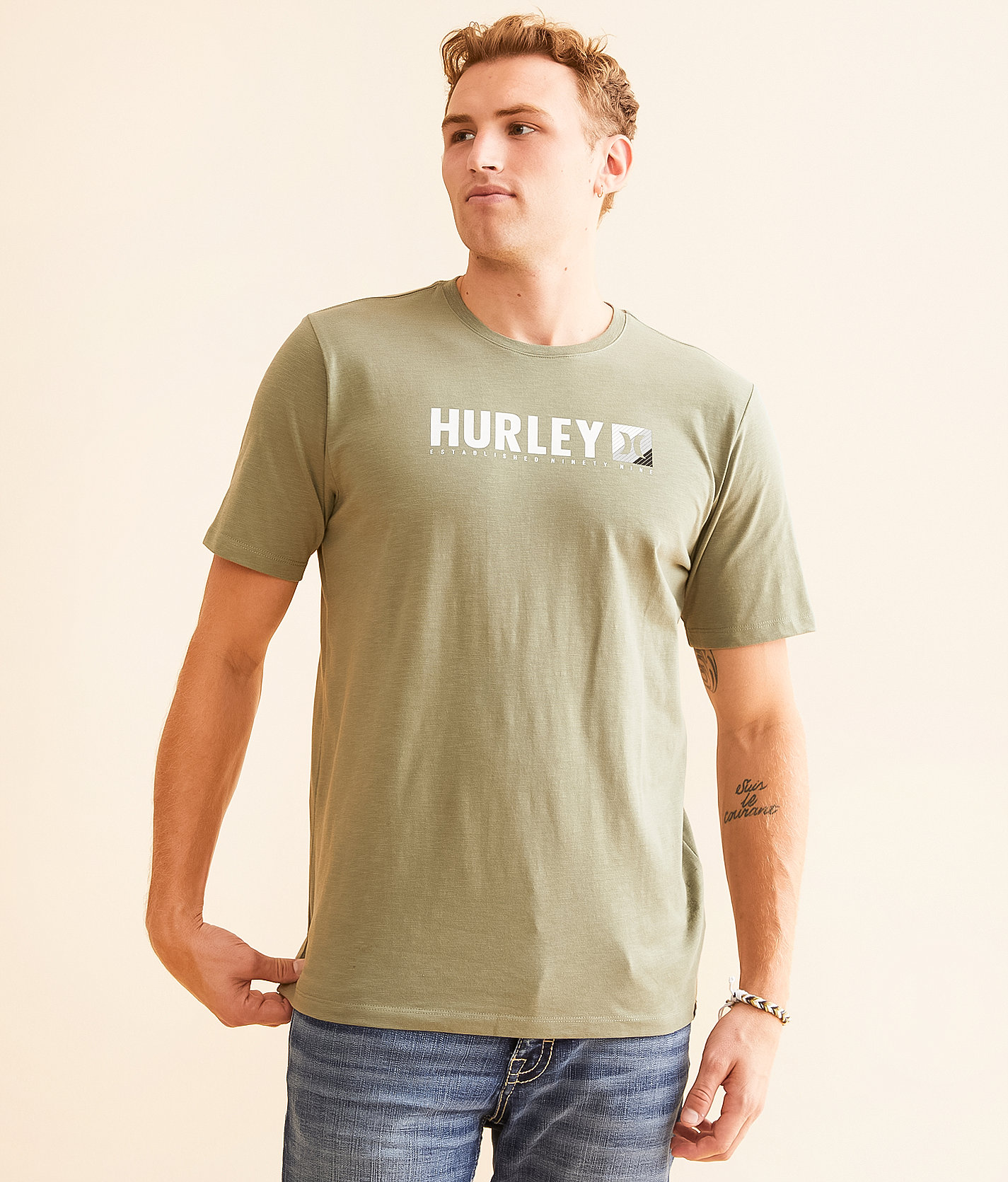 Hurley Everyday Lined Slub T-Shirt - Men's T-Shirts in Army