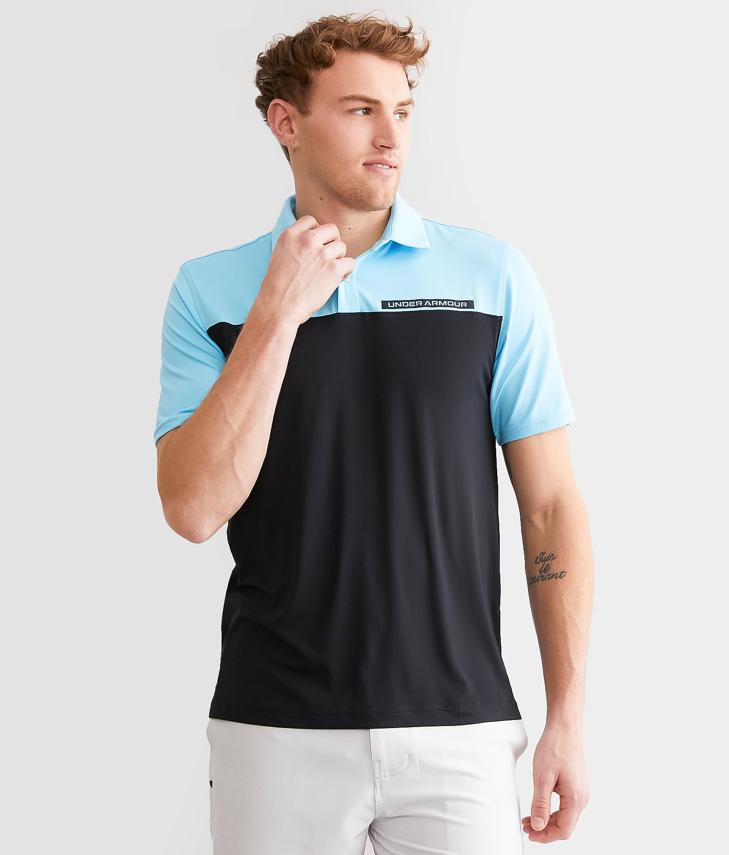 Under Armour® T2G Performance Polo - Men's Polos in Black Sky Blue Black