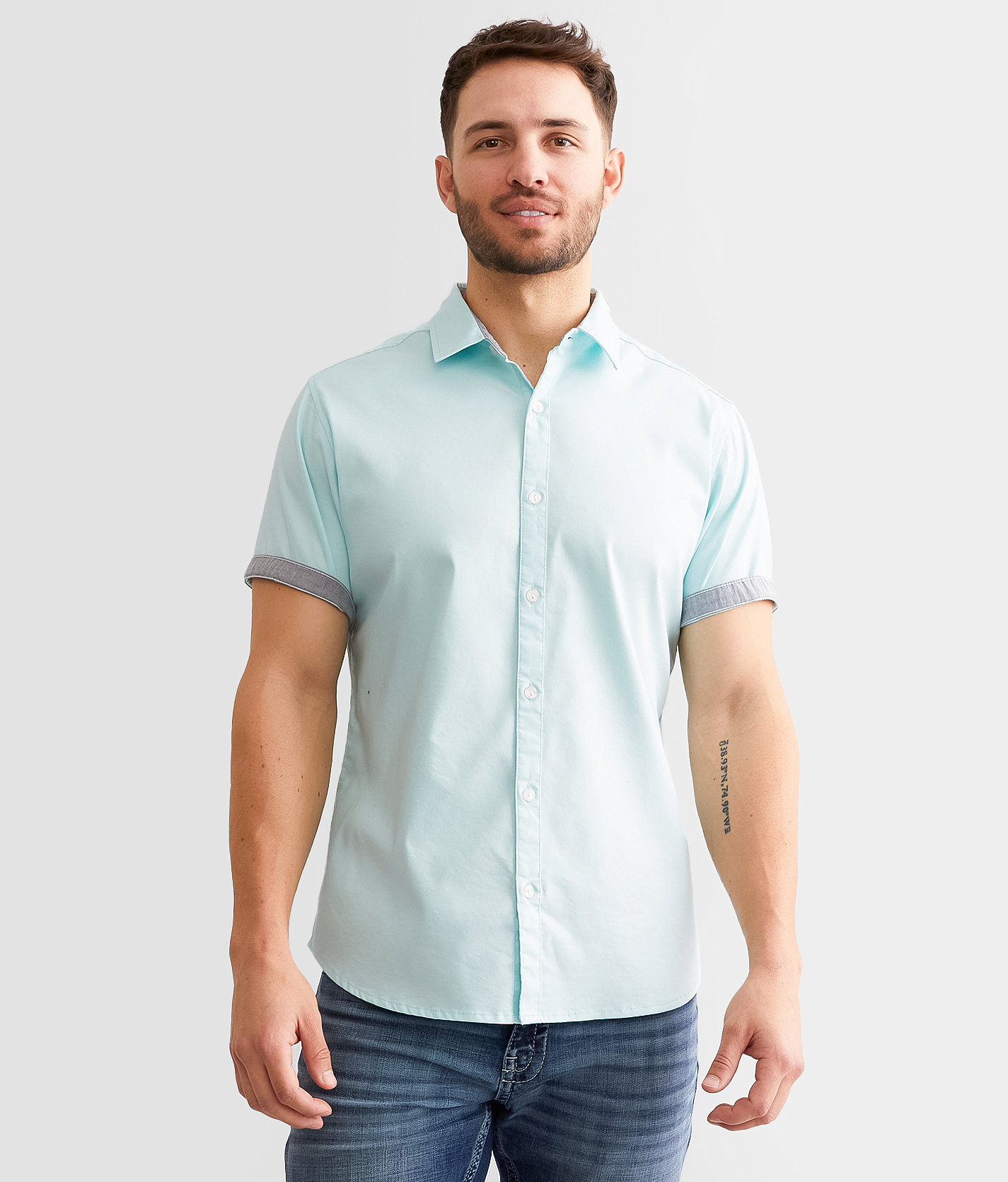 Departwest Oxford Stretch Shirt - Men's Shirts in Aqua