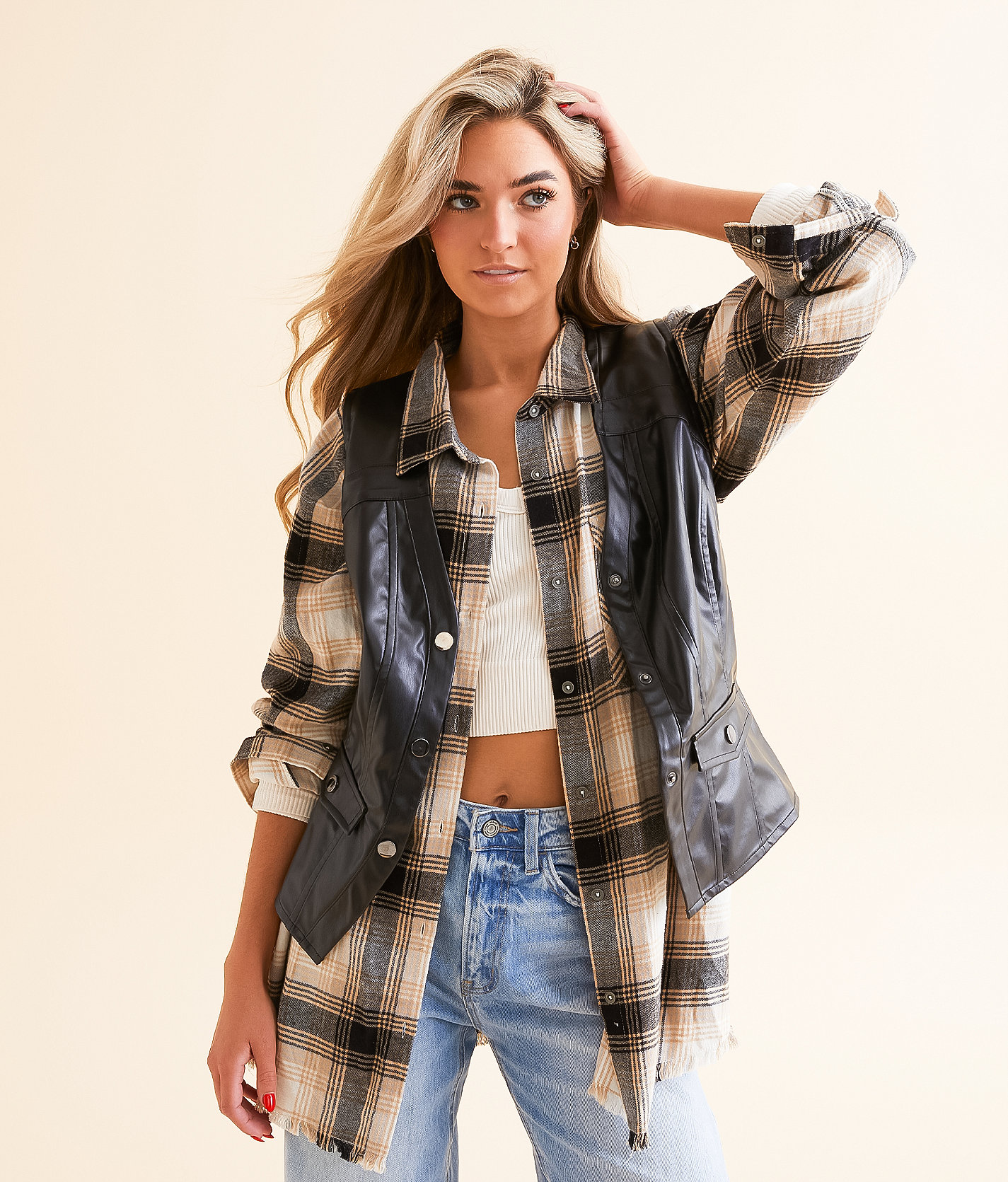 Willow & Root Faux Leather Vest - Women's Coats & Jackets in Black