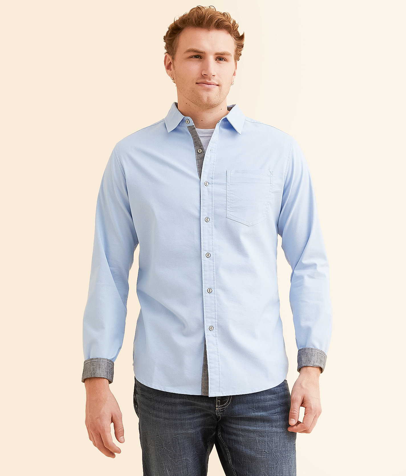 Departwest Oxford Standard Stretch Shirt - Men's Shirts in Blue