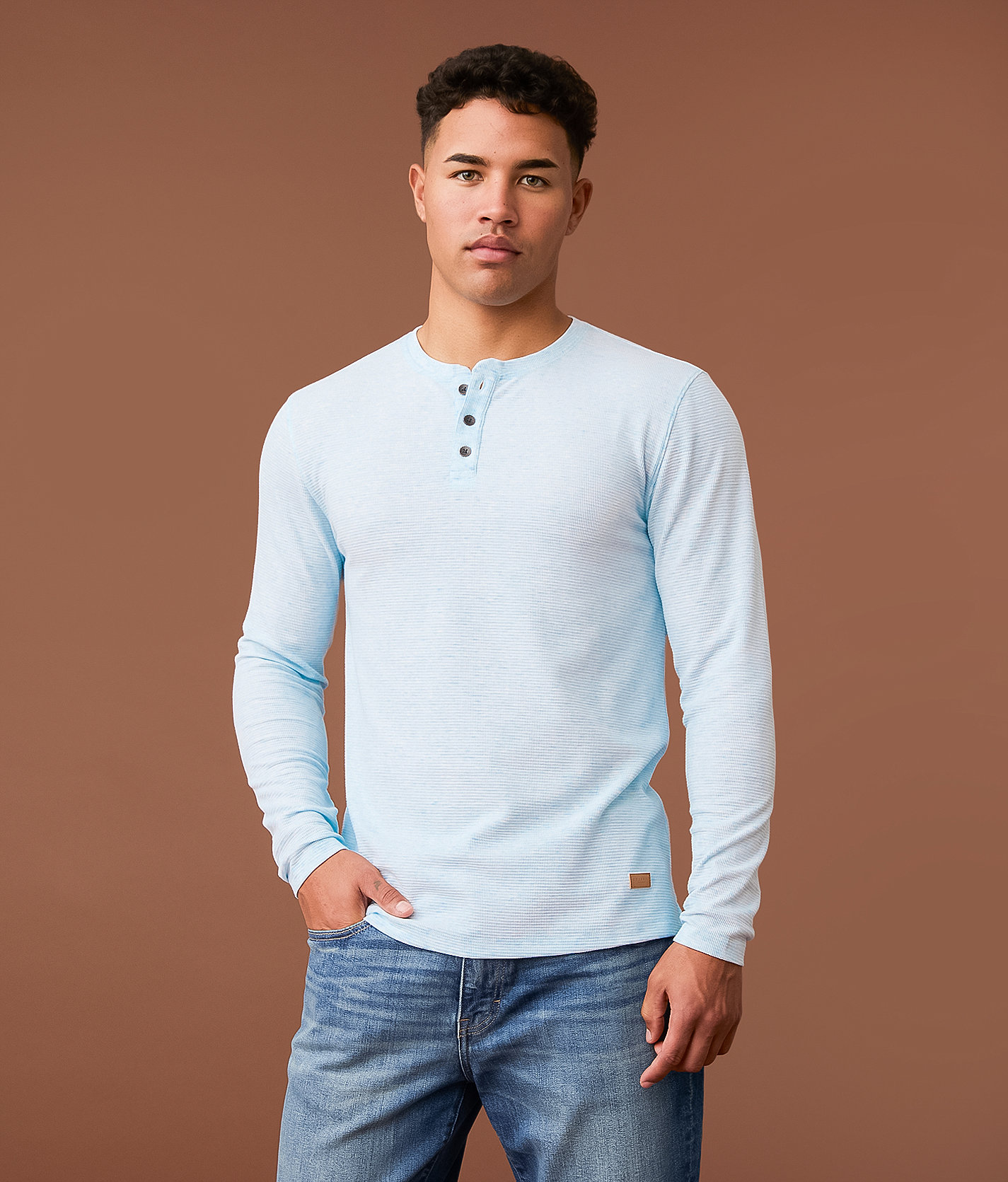 Outpost Makers Textured Knit Henley - Men's T-Shirts in Country Air
