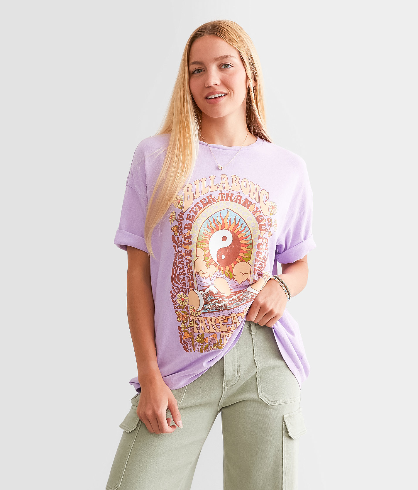 Billabong Surf Trip Oversized T-Shirt - Women's T-Shirts in Tulip