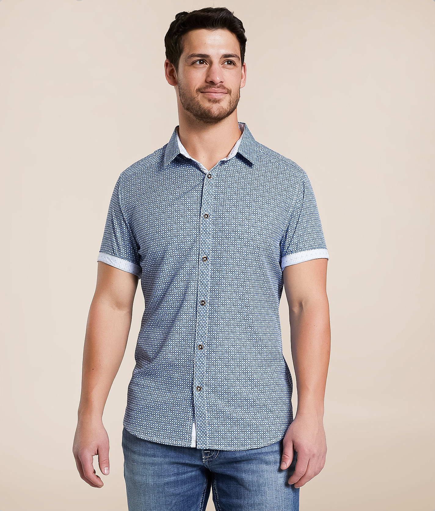 J.B. Holt Tailored Performance Stretch Shirt - Men's Shirts in White Navy