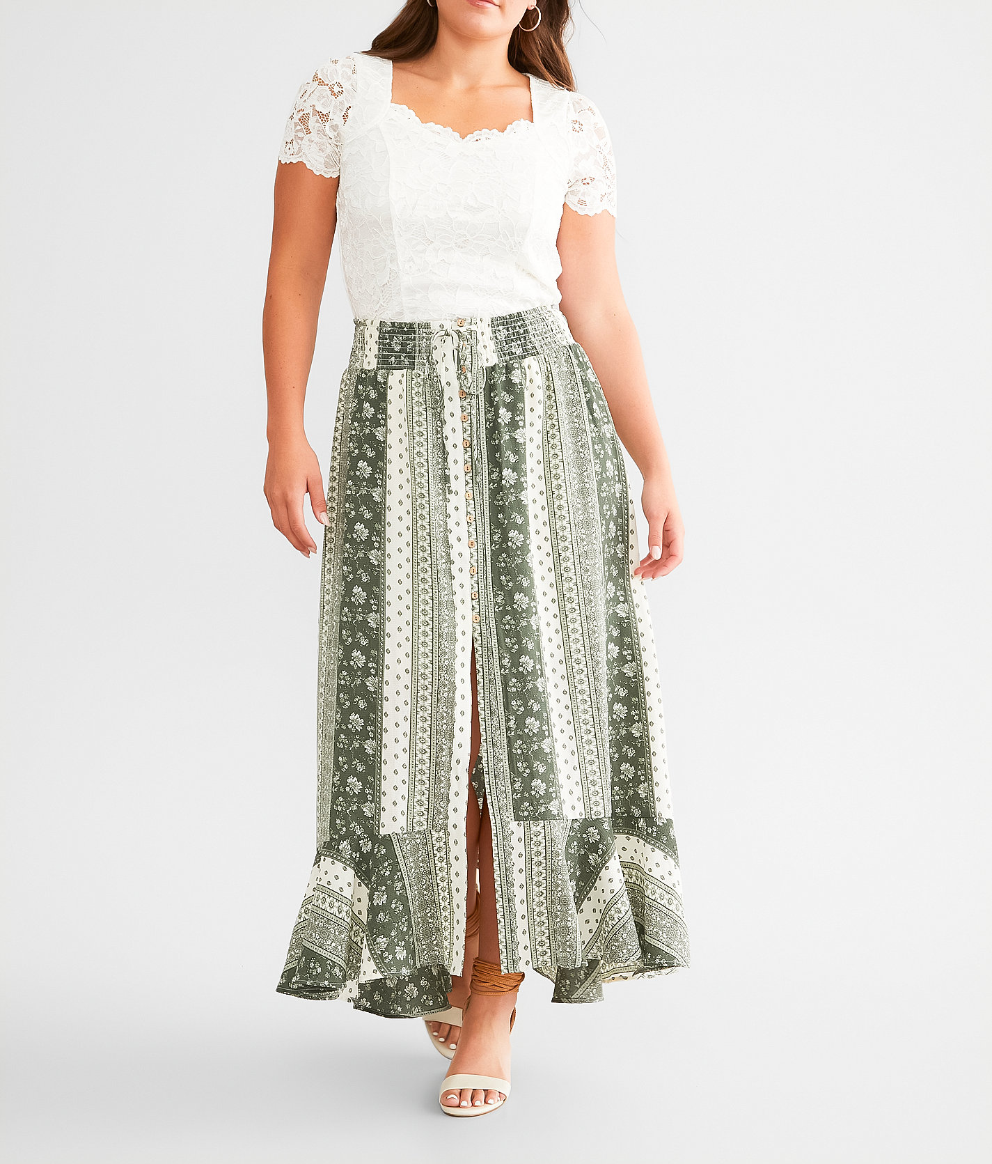 Daytrip Printed Maxi Skirt - Women's Skirts in Thyme Cream