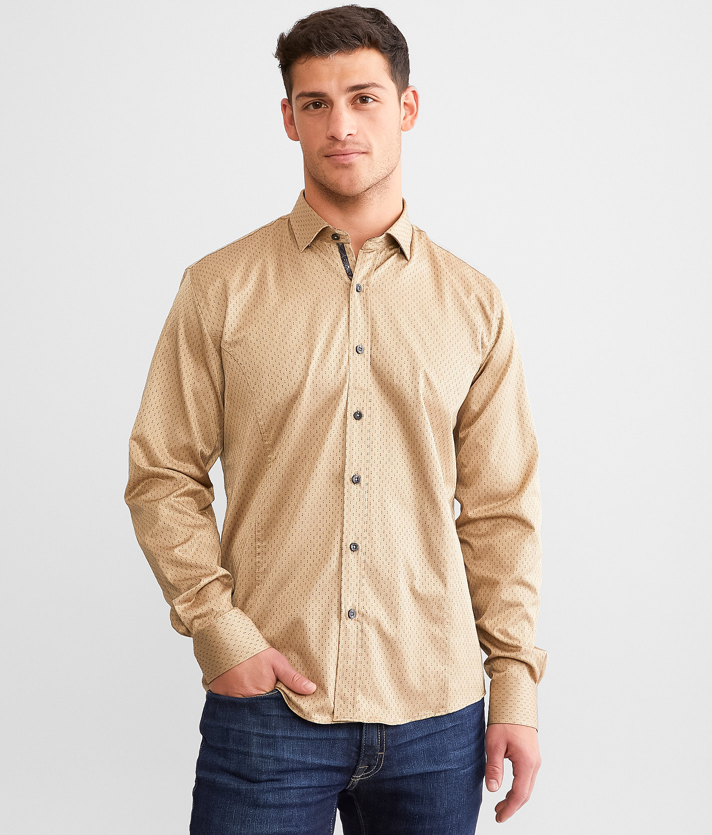Eight X Embroidered Shirt - Men's Shirts in Beige