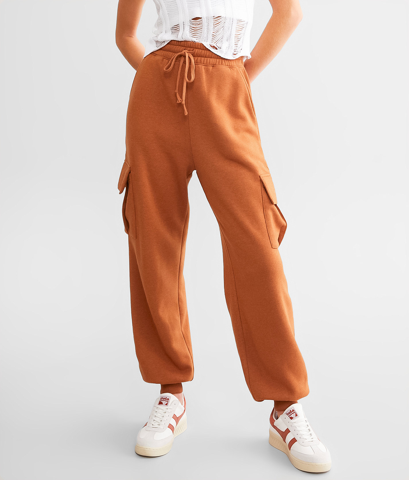 Gilded Intent Fleece Cargo Jogger - Women's Sweatpants in Ginger Bread