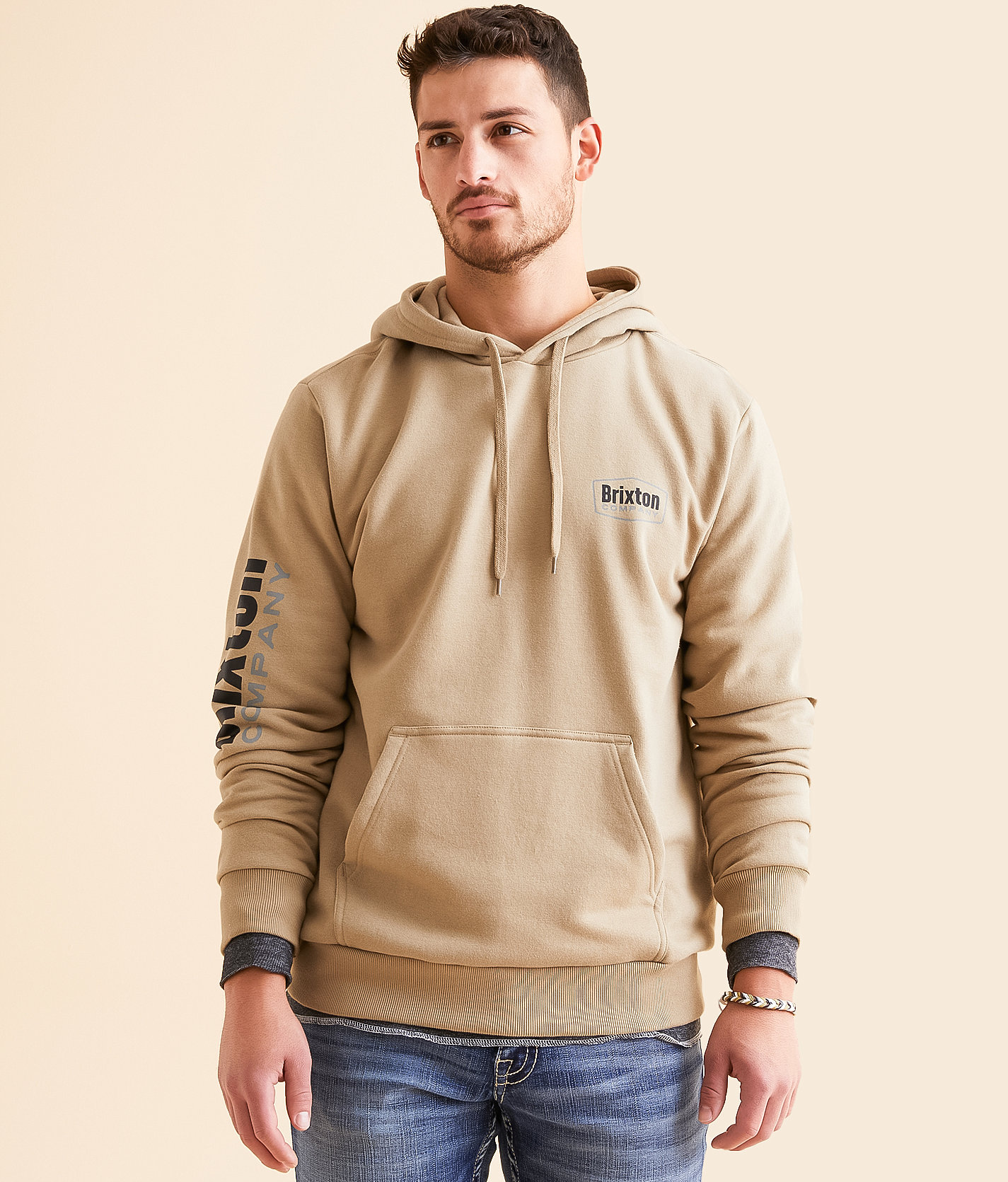 Brixton Easton Hooded Sweatshirt - Men's Sweatshirts in Oatmeal