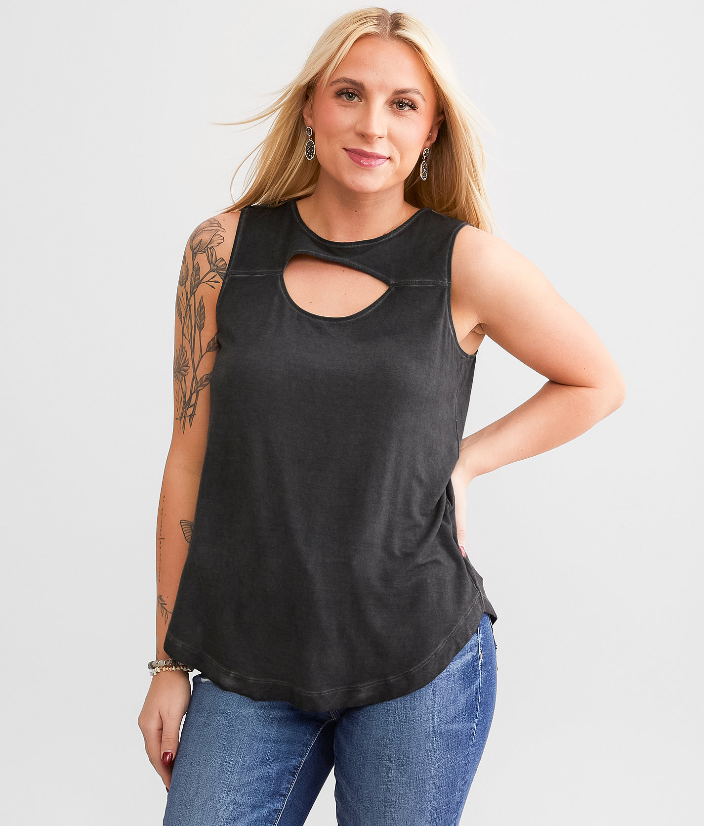 White Crow Betti Cut-Out Tank Top - Women's Tank Tops in Black