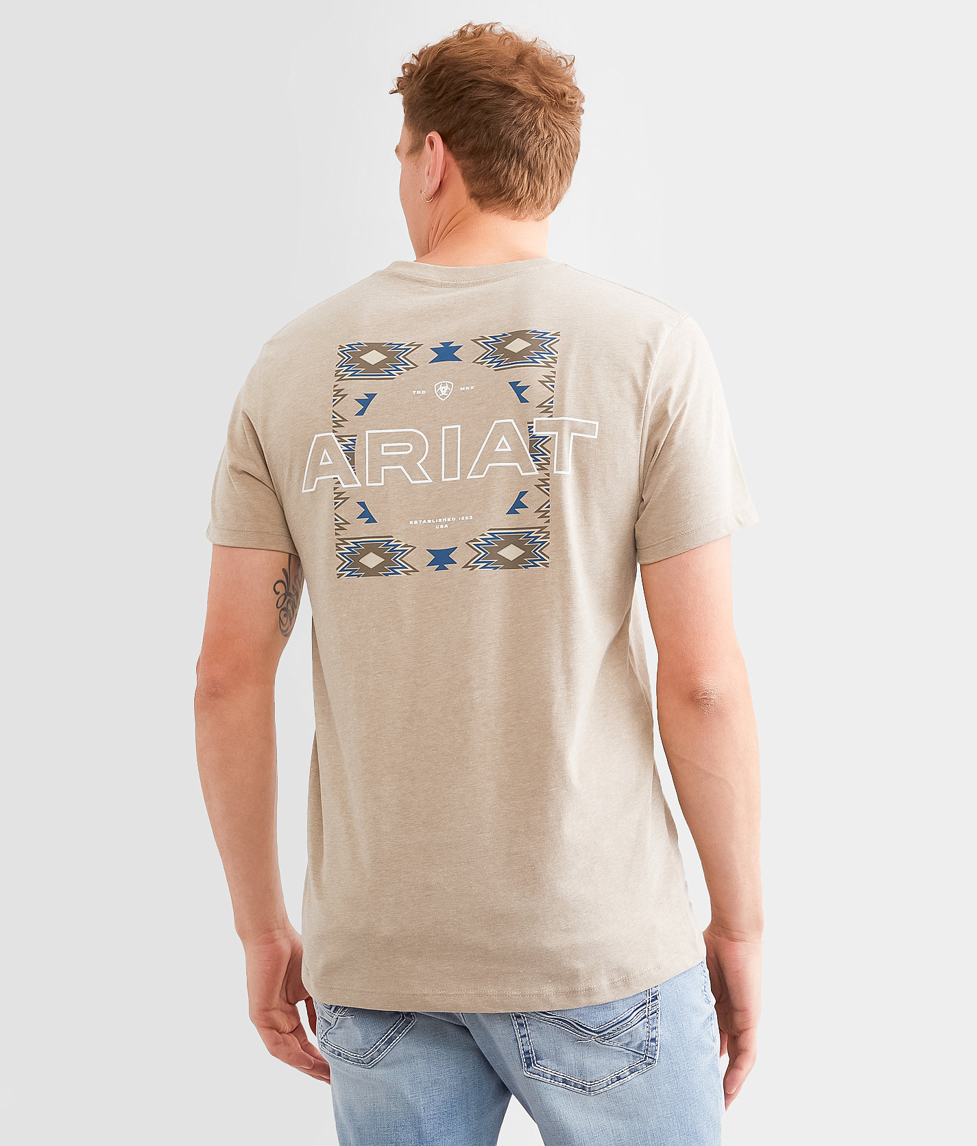 Ariat Southwestern Open Square T-Shirt - Men's T-Shirts in Brindle Heather