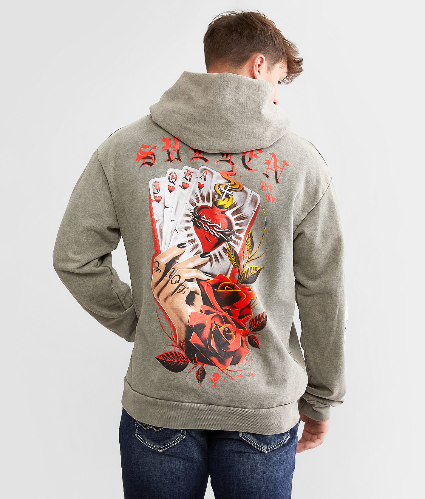 Sullen Royal Flush Hooded Sweatshirt - Men's Sweatshirts in Moonmist Mineral Wash