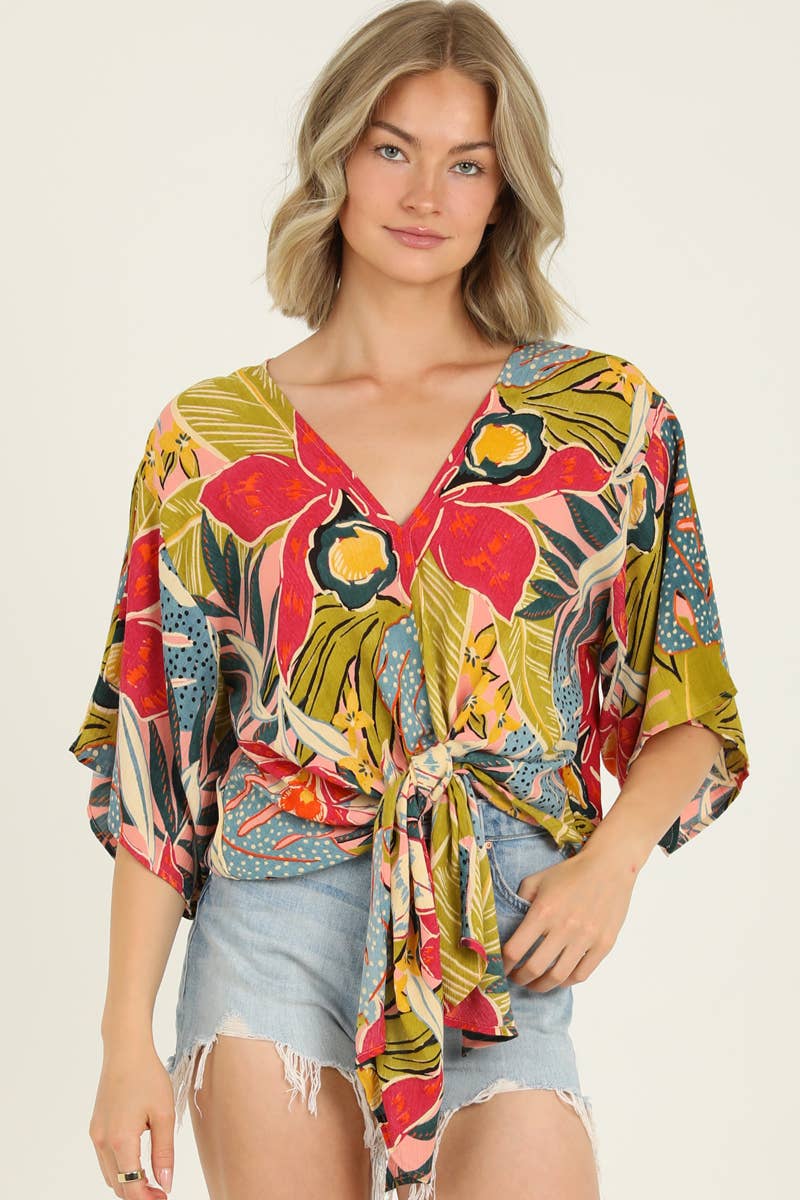 Kimono Tie Waist Blouse