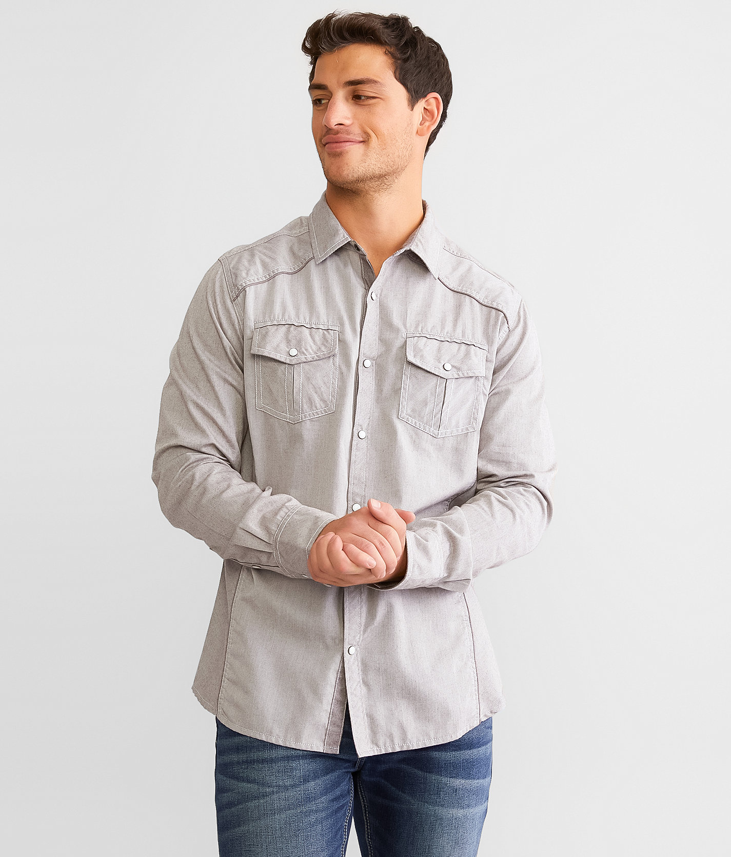 BKE Athletic Heathered Shirt - Men's Shirts in Brown White