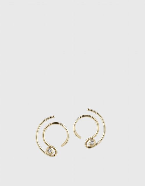 Orbit Fine Diamond Solar 14ct Yellow Gold Earrings