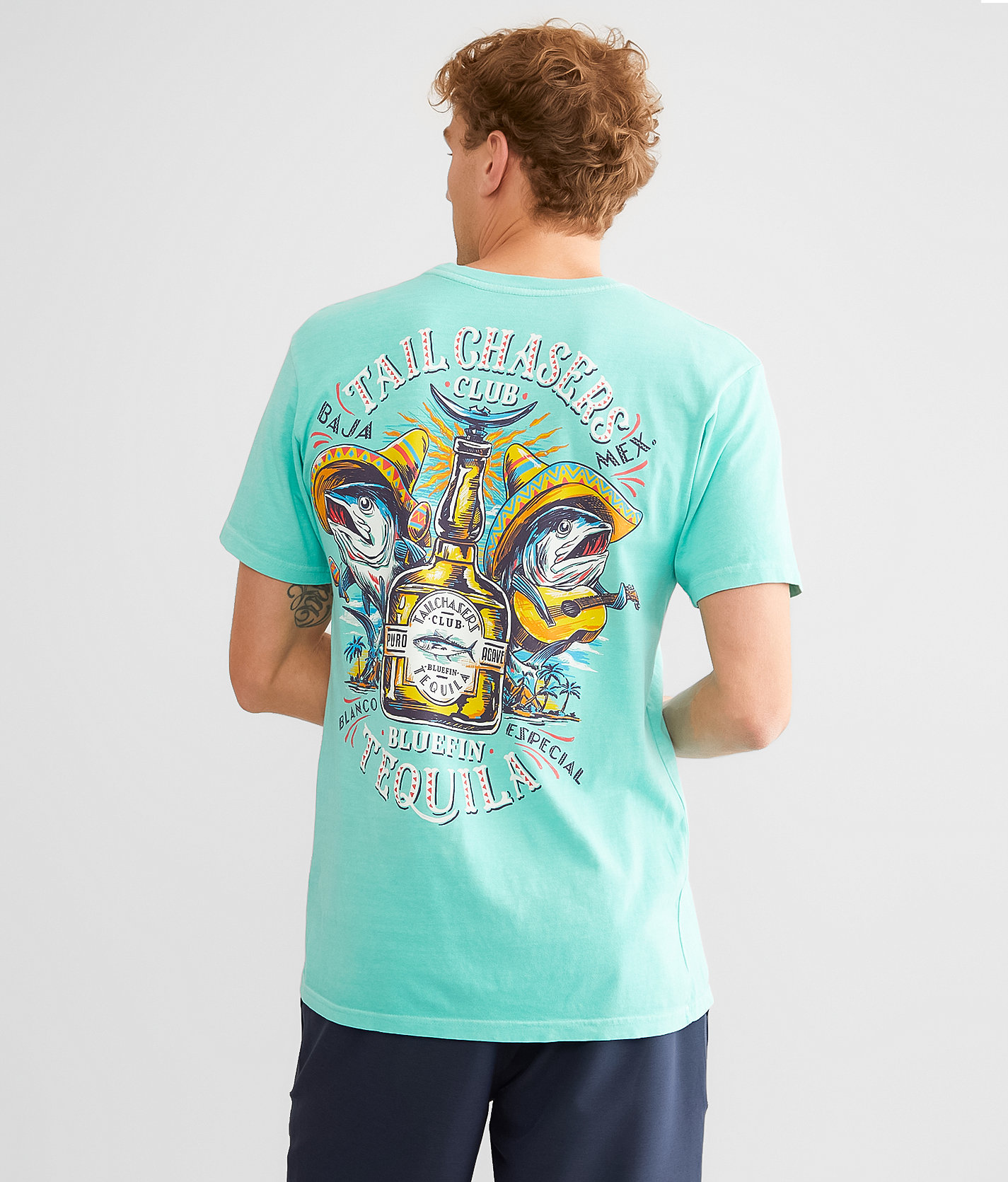 Tail Chasers Club Bluefin T-Shirt - Men's T-Shirts in Chalky Mint Pigment Dye