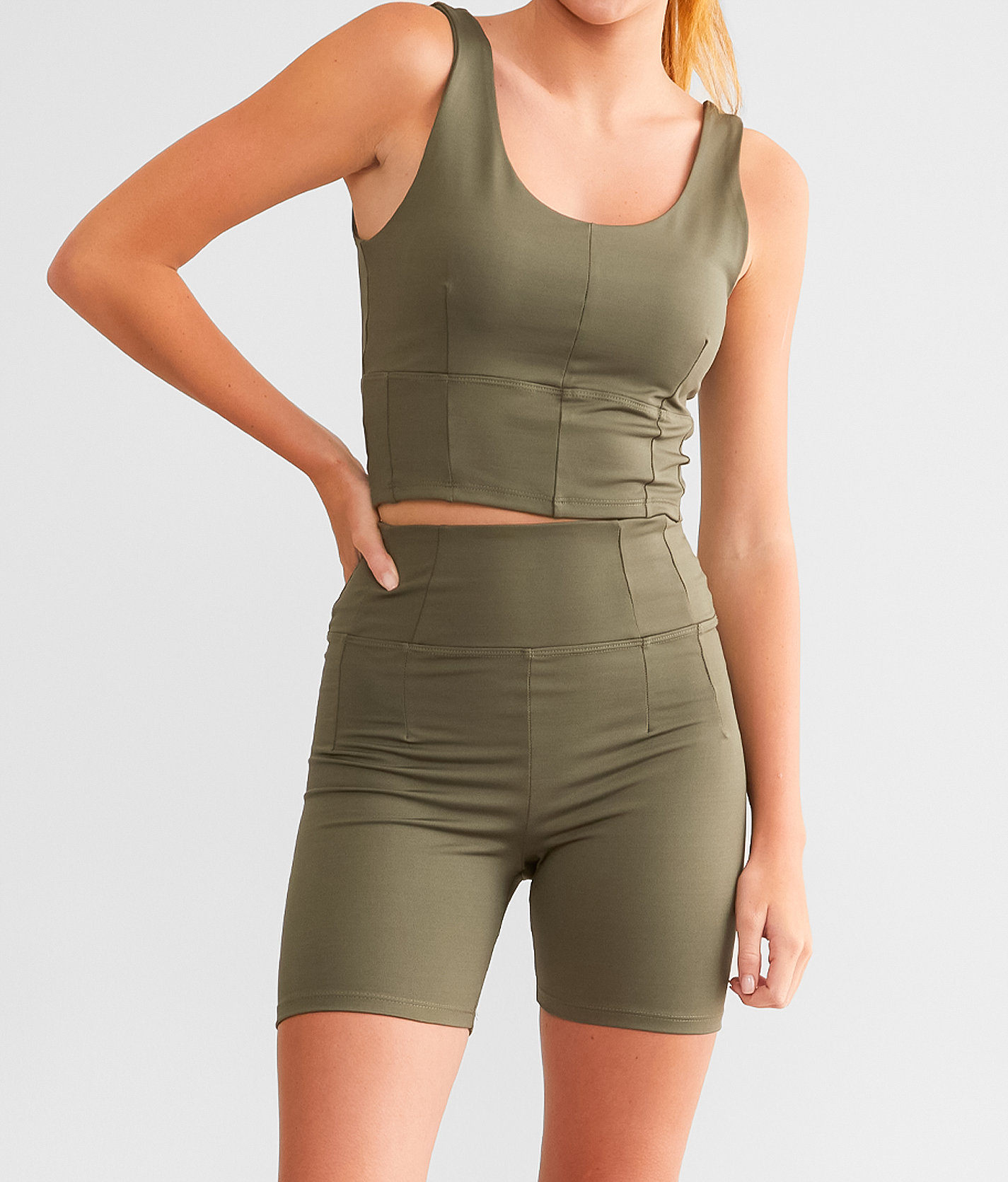FITZ + EDDI High Rise Biker Short - Women's Activewear in Olive