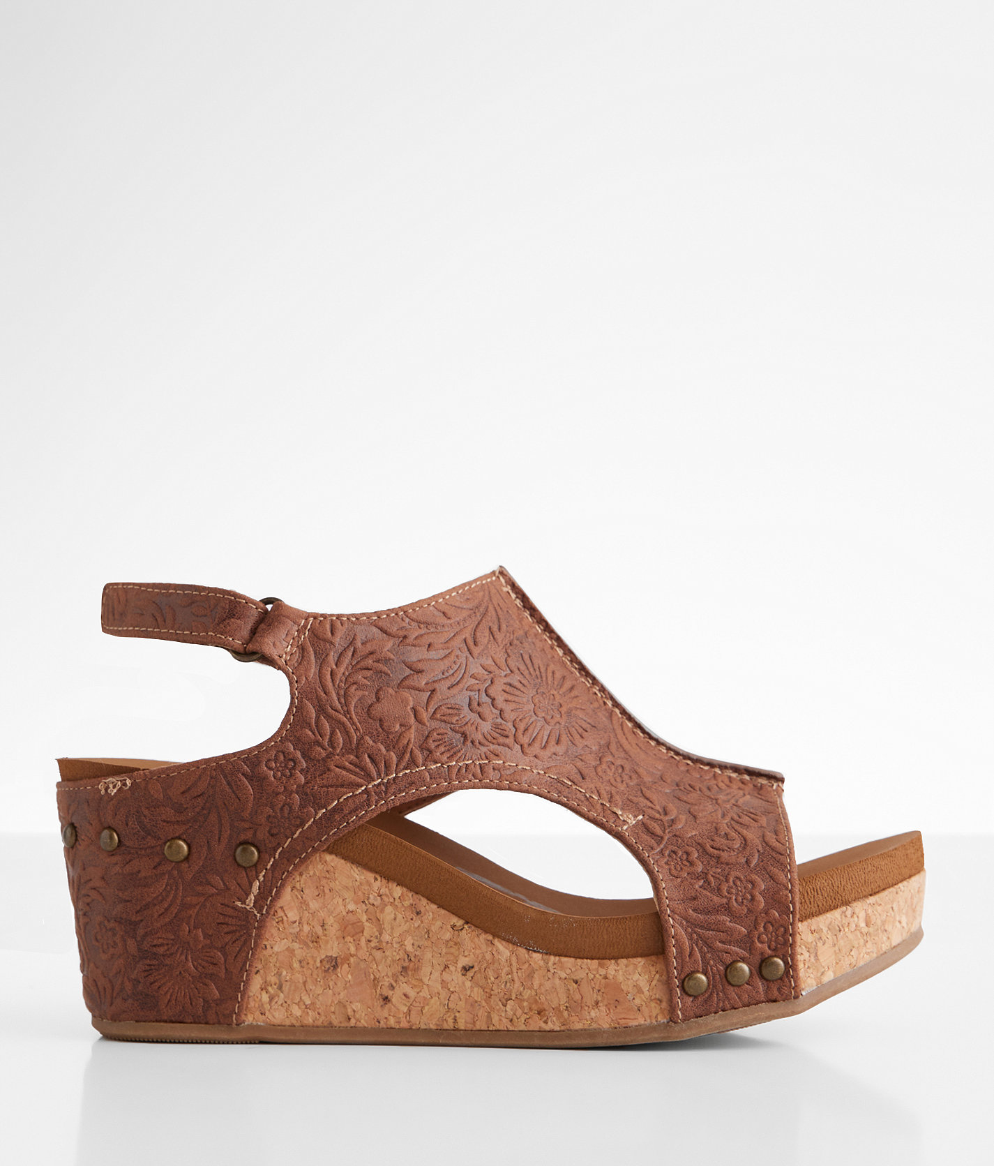 Very G Emily Embossed Wedge Sandal - Women's Shoes in Tan