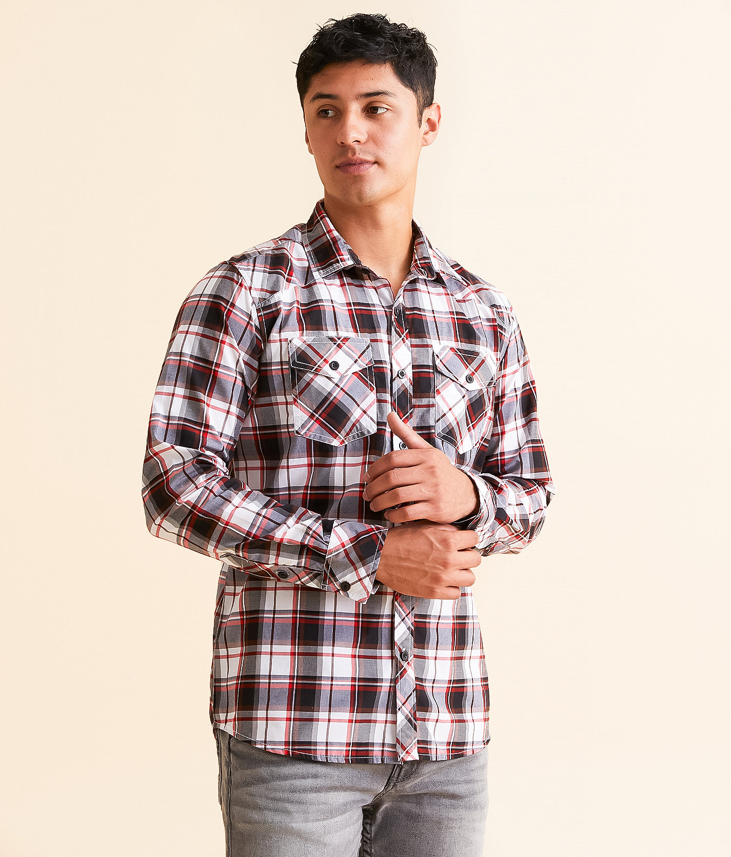 Reclaim Plaid Standard Shirt - Men's Shirts in Black Red