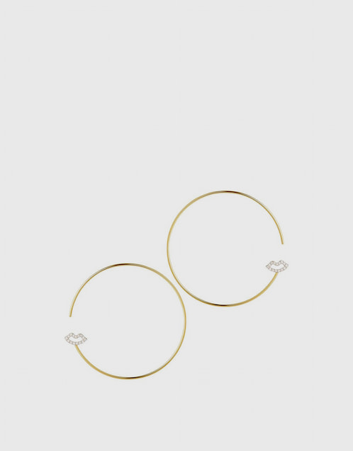 Modern Words Fine Crush 18ct Yellow Gold Hoops