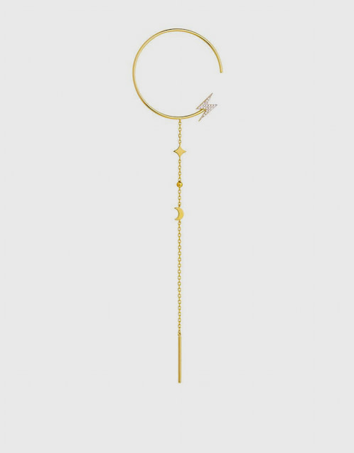 Modern Words Fine Lightning 18ct Yellow Gold Single Drop Earring