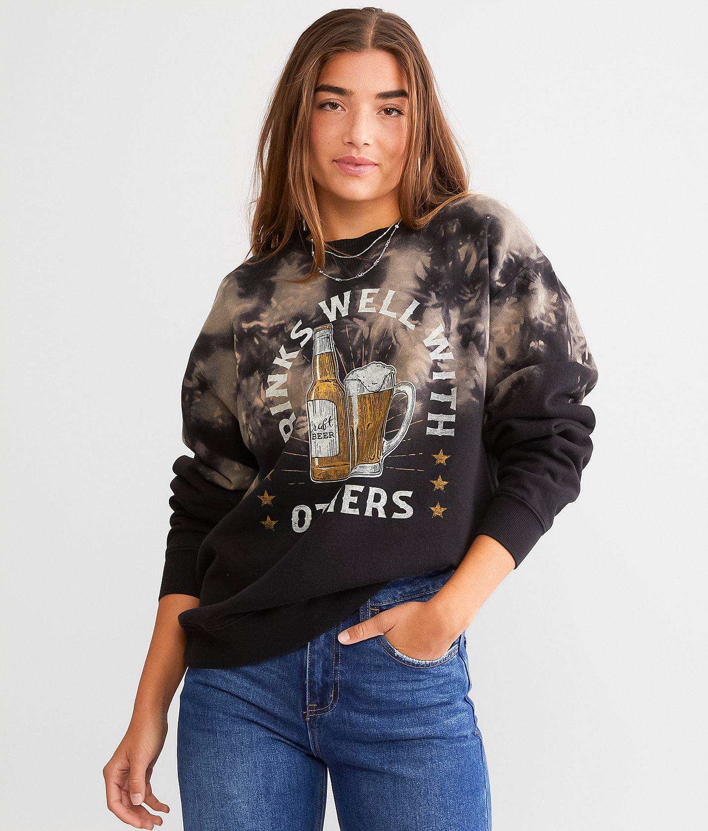 Modish Rebel Drinks Well With Others Pullover - Women's Sweatshirts in Bleach Out