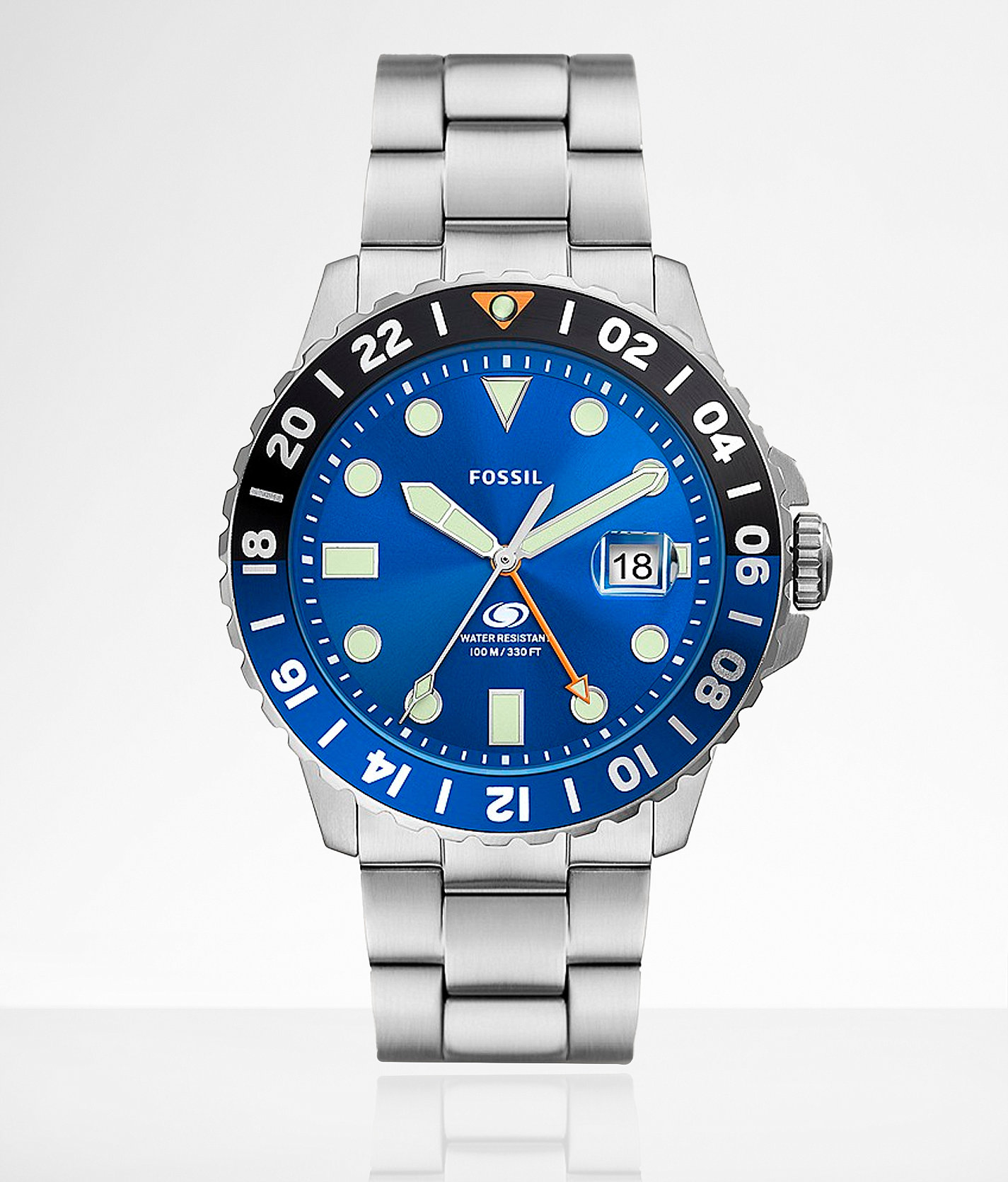 Fossil Blue GMT Watch - Men's Watches in Silver