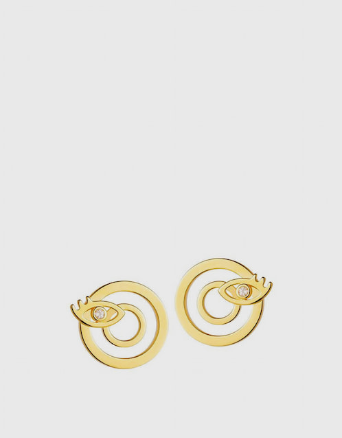 Modern Words Iris 18ct Yellow Gold Vermeil Studs