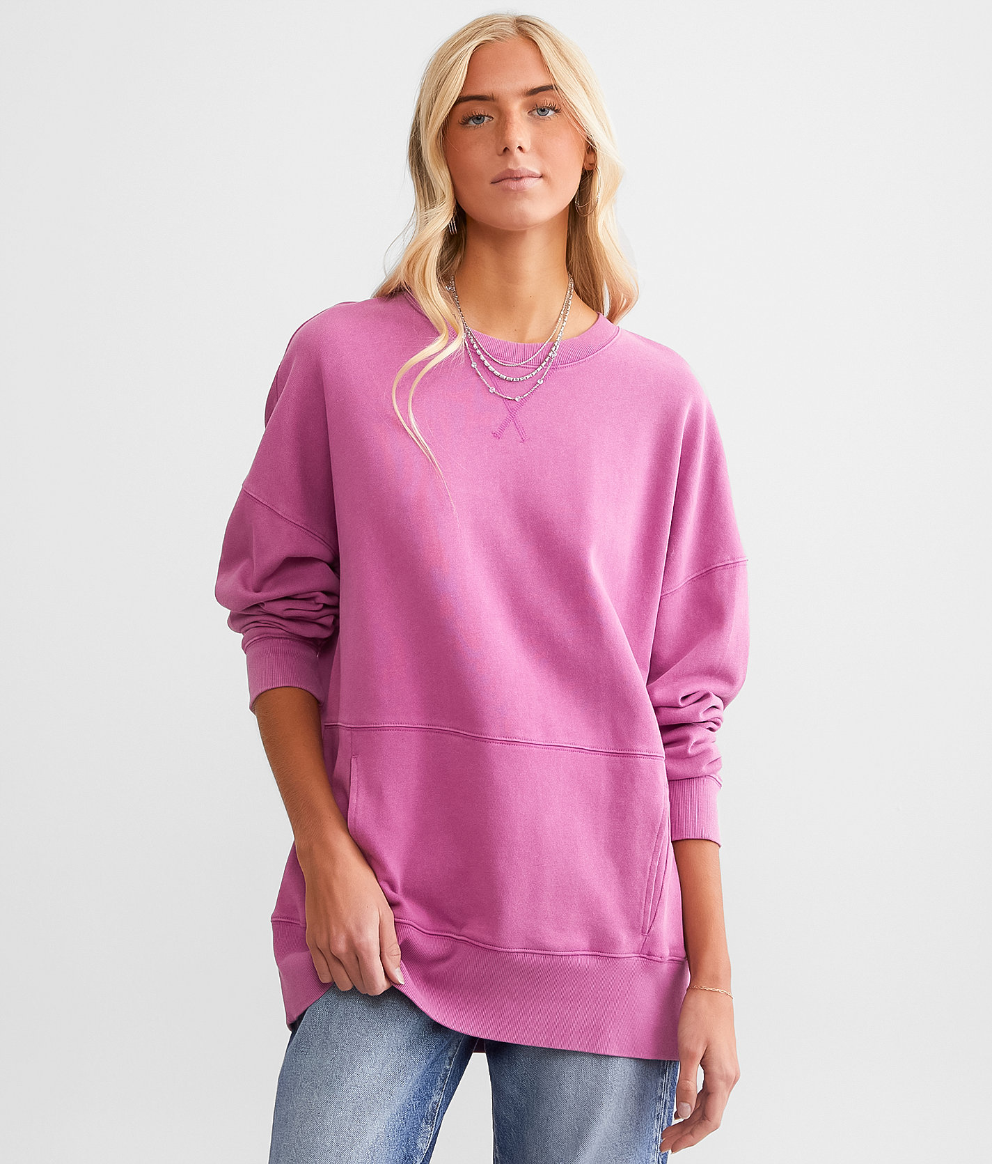 White Crow Jackie Oversized Pullover - Women's Sweatshirts in Azalea
