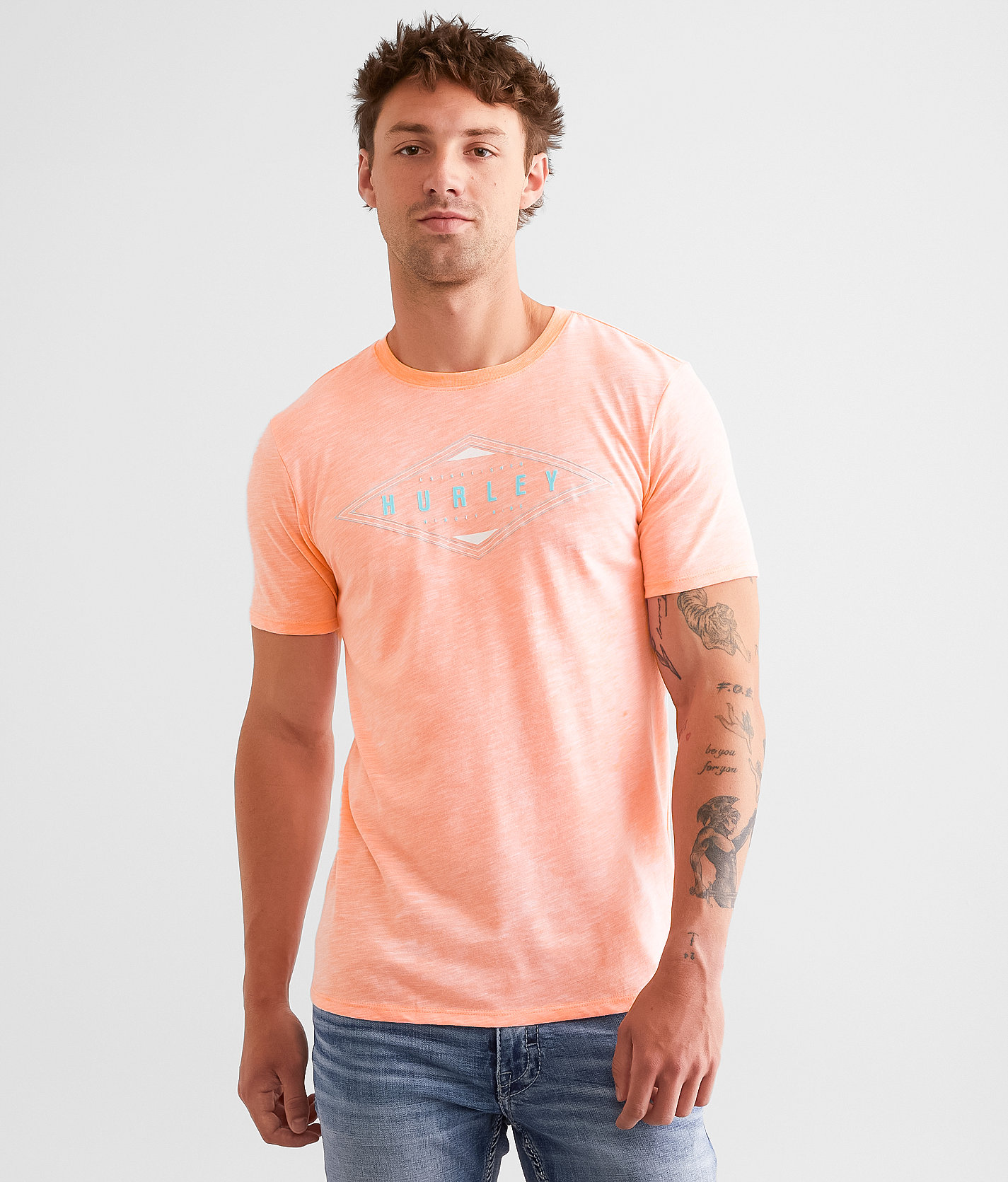 Hurley Dublin T-Shirt - Men's Activewear in White Total Orange