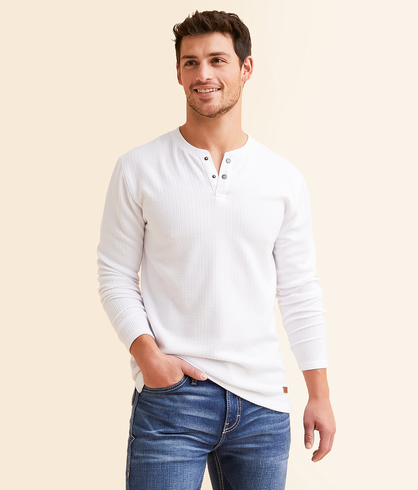 Outpost Makers Textured Henley - Men's T-Shirts in Bright White