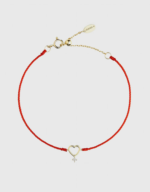 Scintilla Amore 18ct Yellow Gold and Red Cord with Diamonds Bracelet