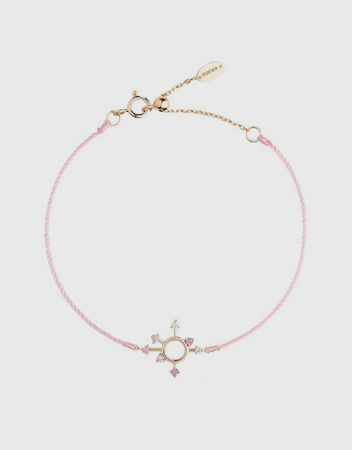 Scintilla Epta Orb Fusion 18ct Rose Gold and Rose Pink Cord with Diamonds Bracelet