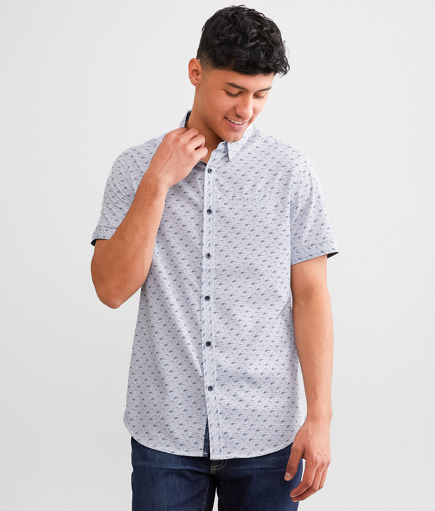 J.B. Holt Standard Performance Stretch Shirt - Men's Shirts in White Navy Mint