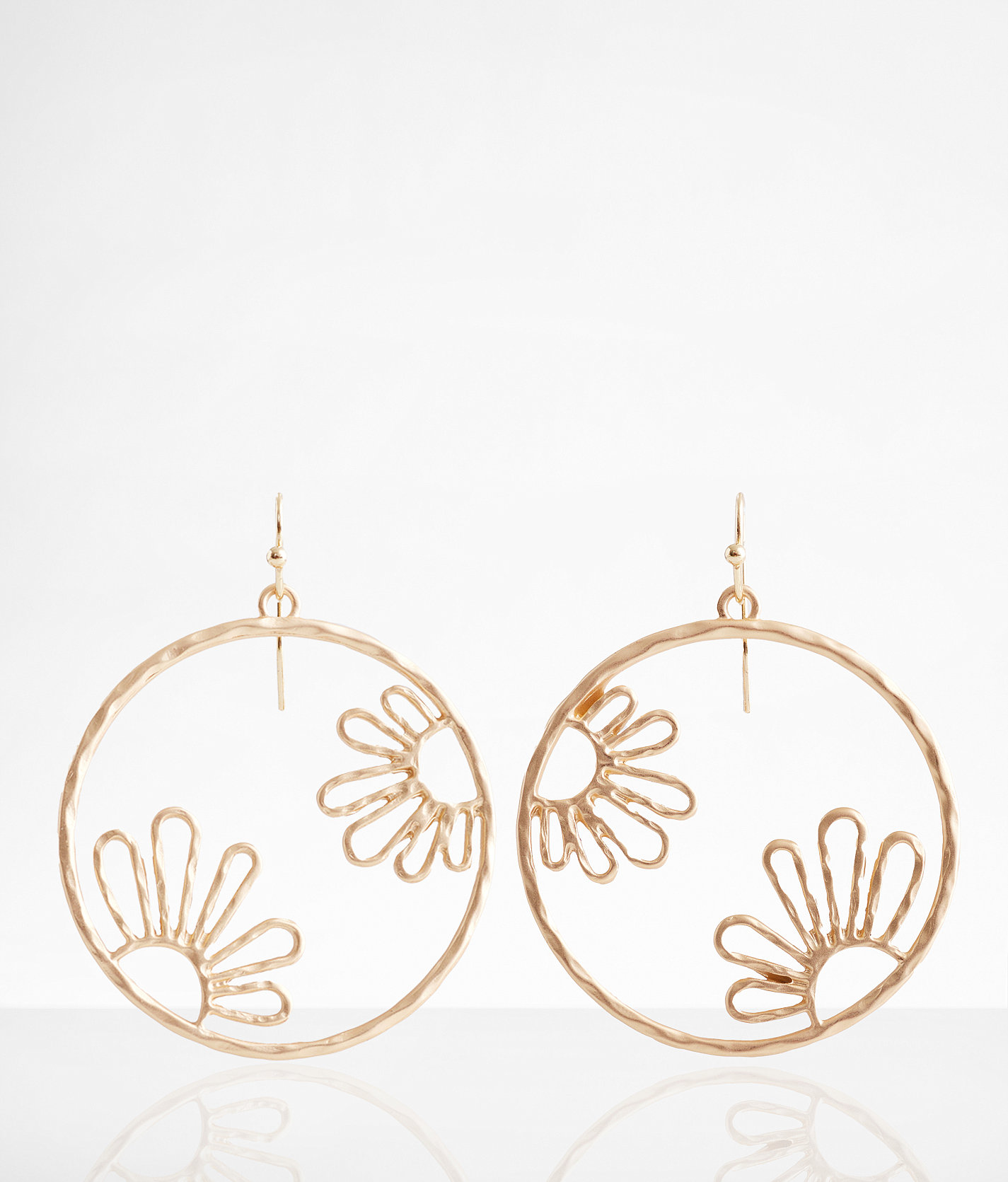 boutique by BKE Flower Hoop Drop Earring - Women's Jewelry in Gold