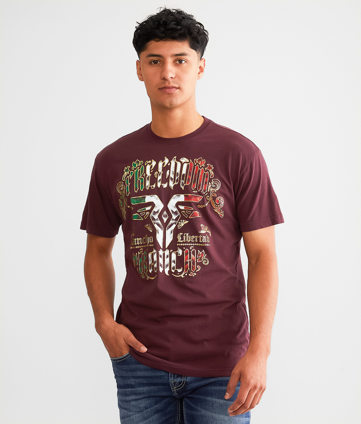 Freedom Ranch Lasso T-Shirt - Men's T-Shirts in Burgundy