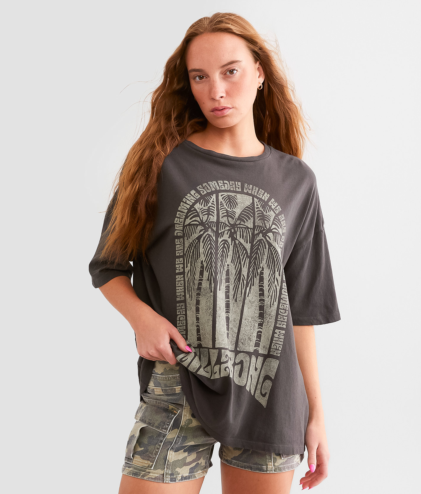 Billabong We Are Dreaming Oversized T-Shirt - Women's T-Shirts in Off Black