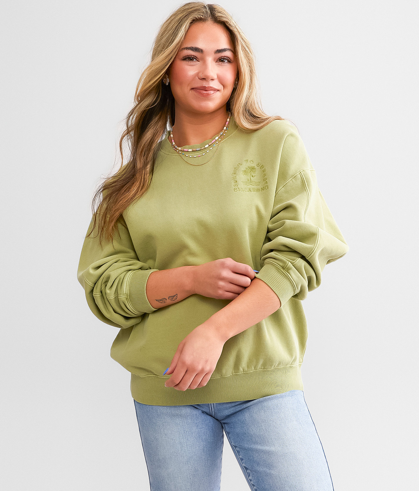 Billabong Kendal Oversized Pullover - Women's Sweatshirts in Avocado