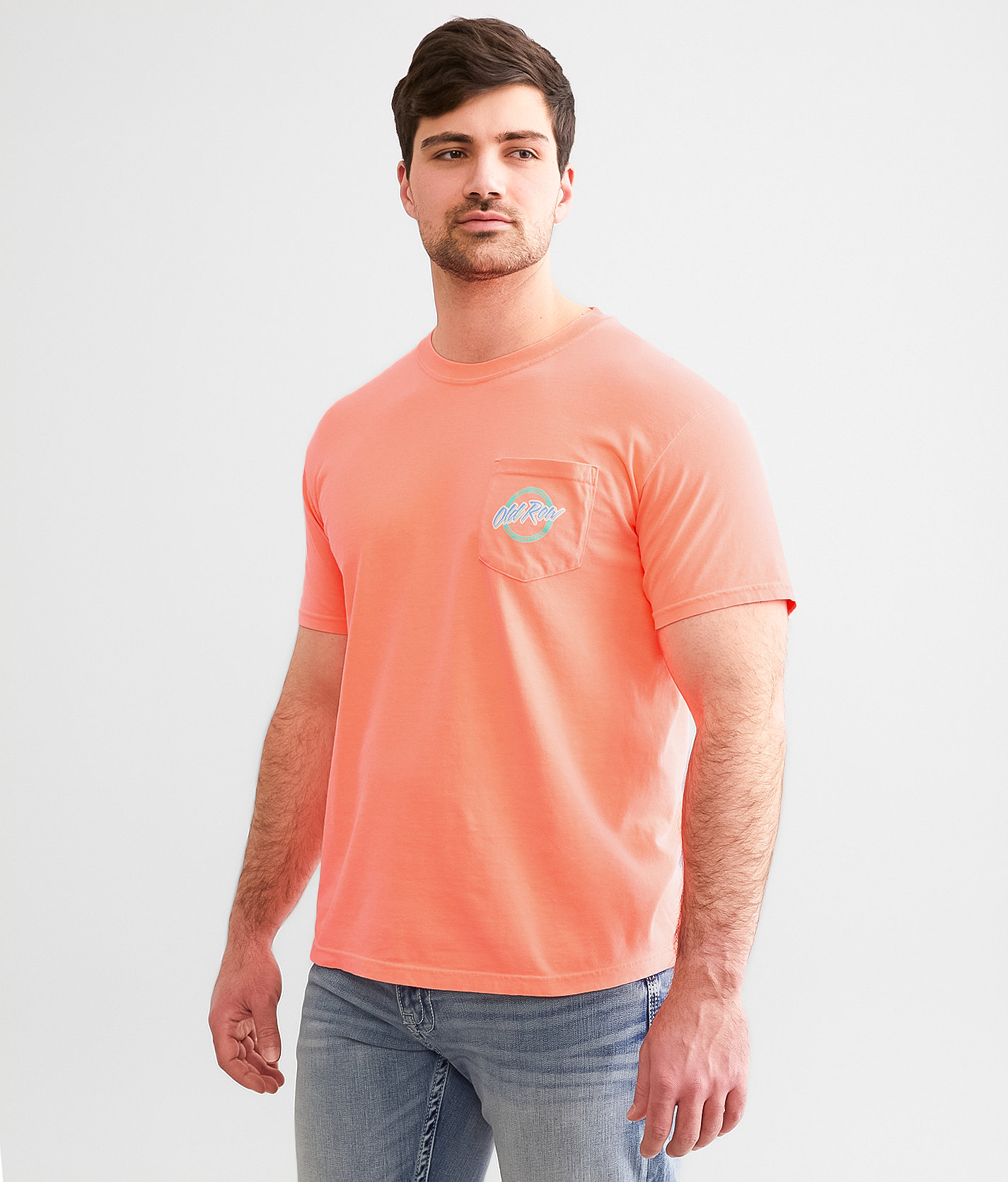 Old Row Circle Neon T-Shirt - Men's T-Shirts in Neon Red Orange