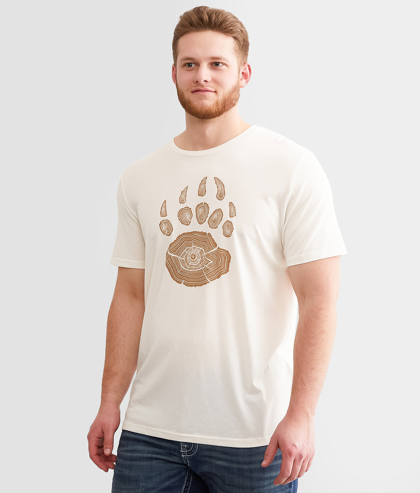 tentree Bear Claw T-Shirt - Men's T-Shirts in Vint Wht Heather Fossil