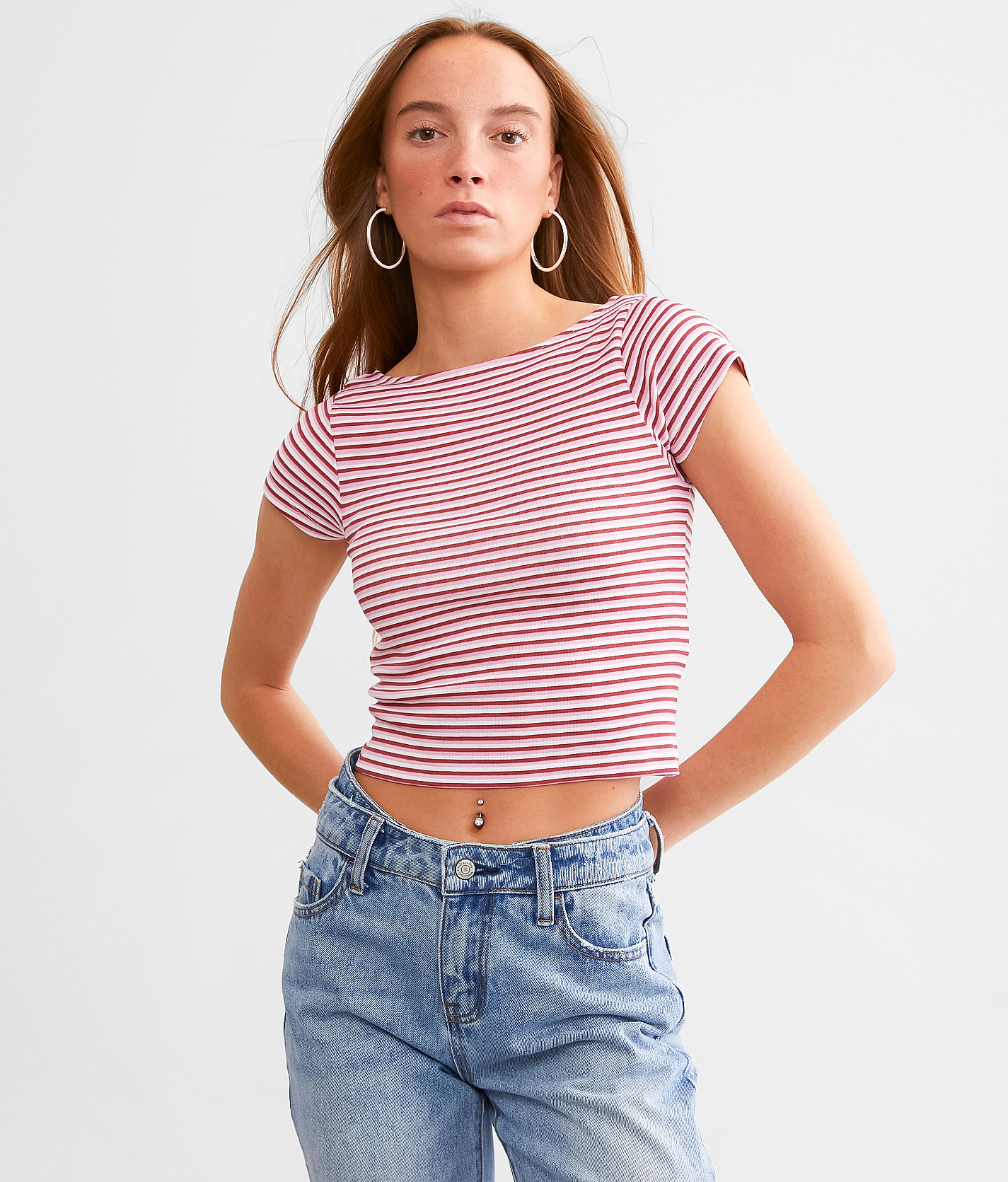 FITZ + EDDI Striped Top - Women's Shirts & Blouses in Pink Multi