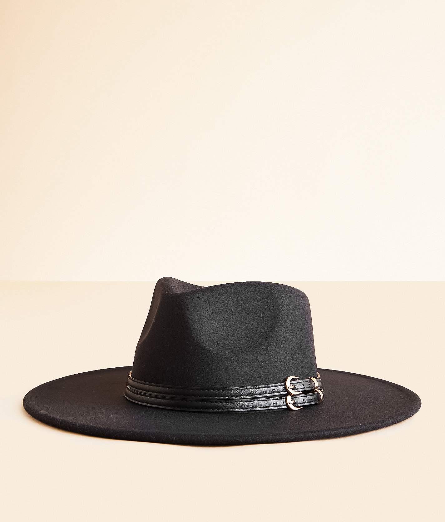 Fame Accessories Buckle Banded Panama Hat - Women's Hats in Black