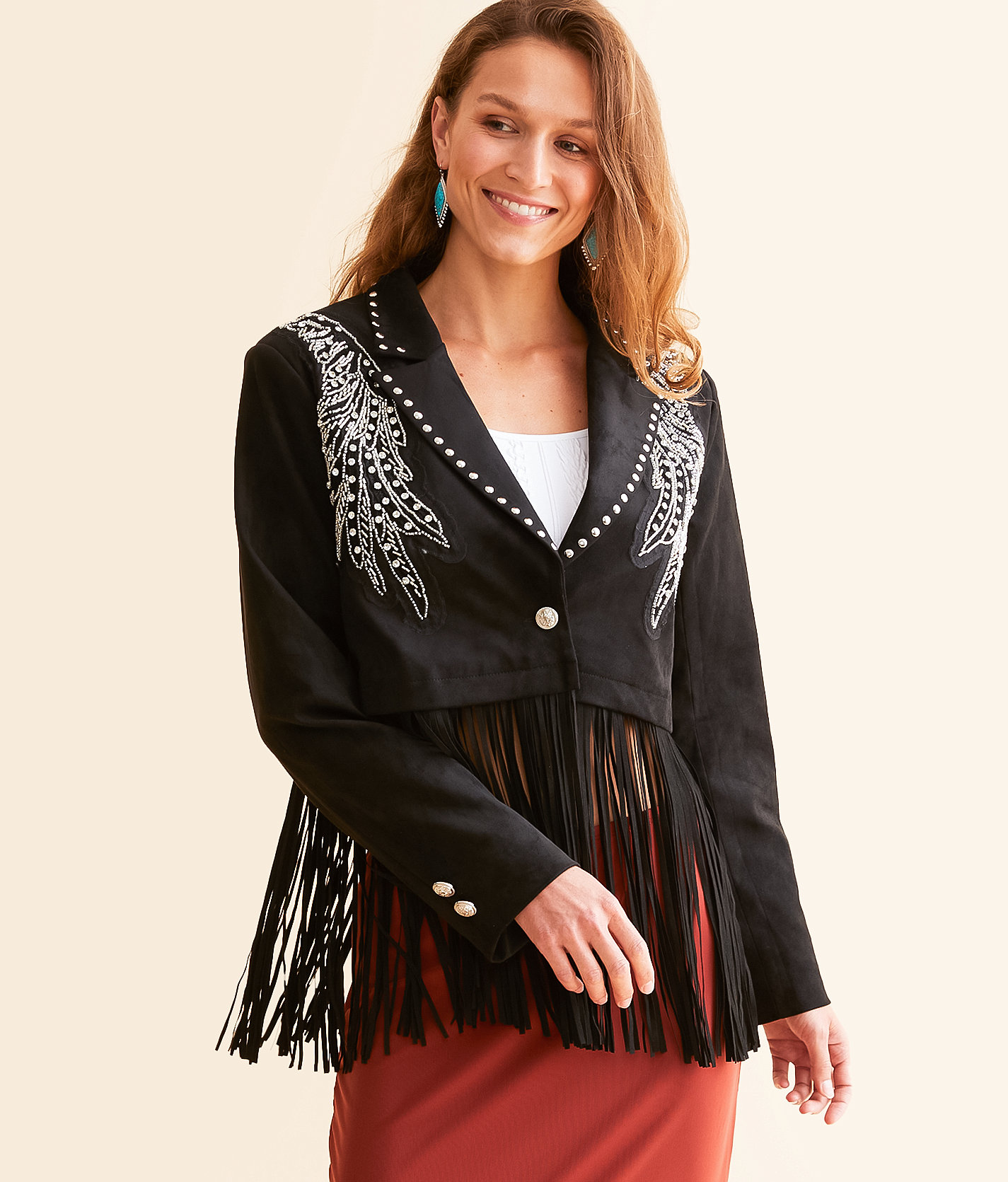 Miss Me Fringe Glitz Blazer - Women's Coats & Jackets in Black