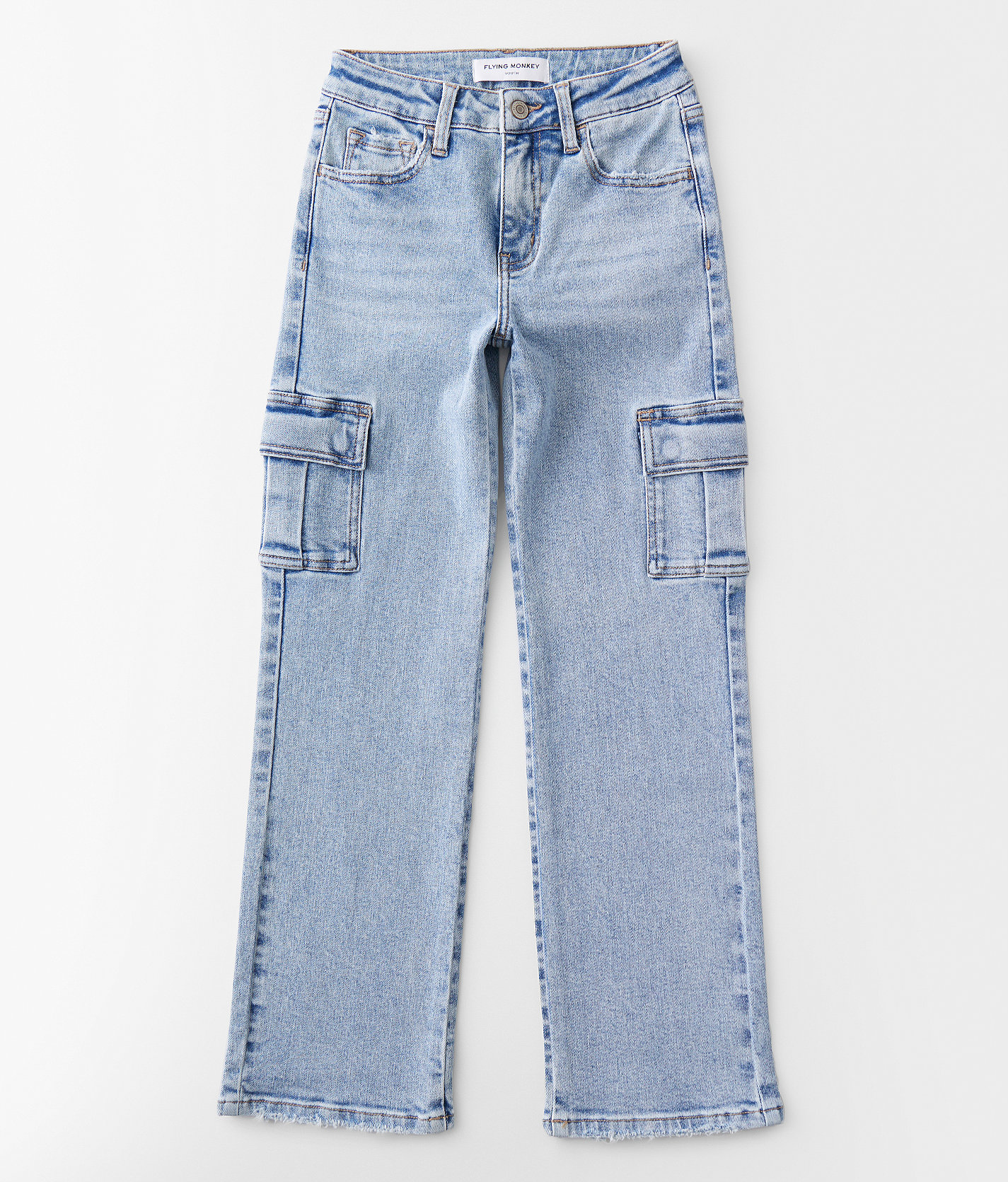 Girls - Flying Monkey High Rise Wide Leg Cargo Stretch Jean - Girl's Jeans in Cowboy