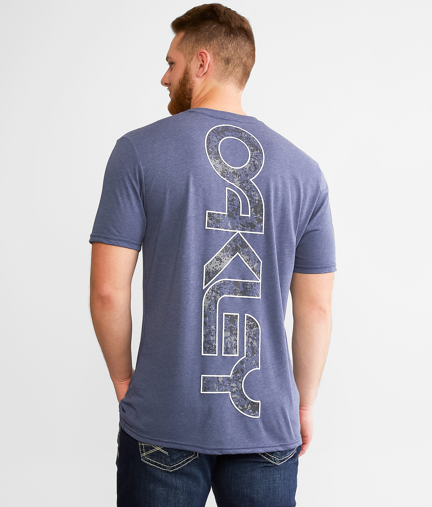 Oakley Vertical Spine O Hydrolix™ T-Shirt - Men's Activewear in Dark Blue Light Heather