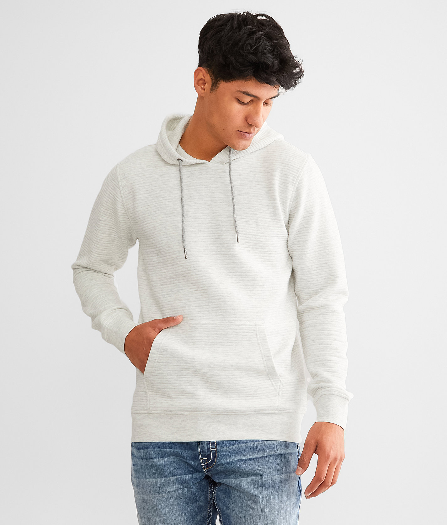 BKE Jermaine Ribbed Hoodie - Men's Sweatshirts in Oatmeal