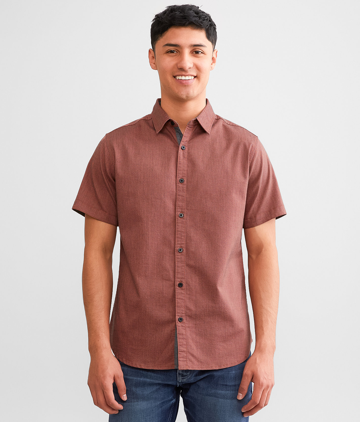 Departwest Oxford Stretch Shirt - Men's Shirts in Hot Coral Black