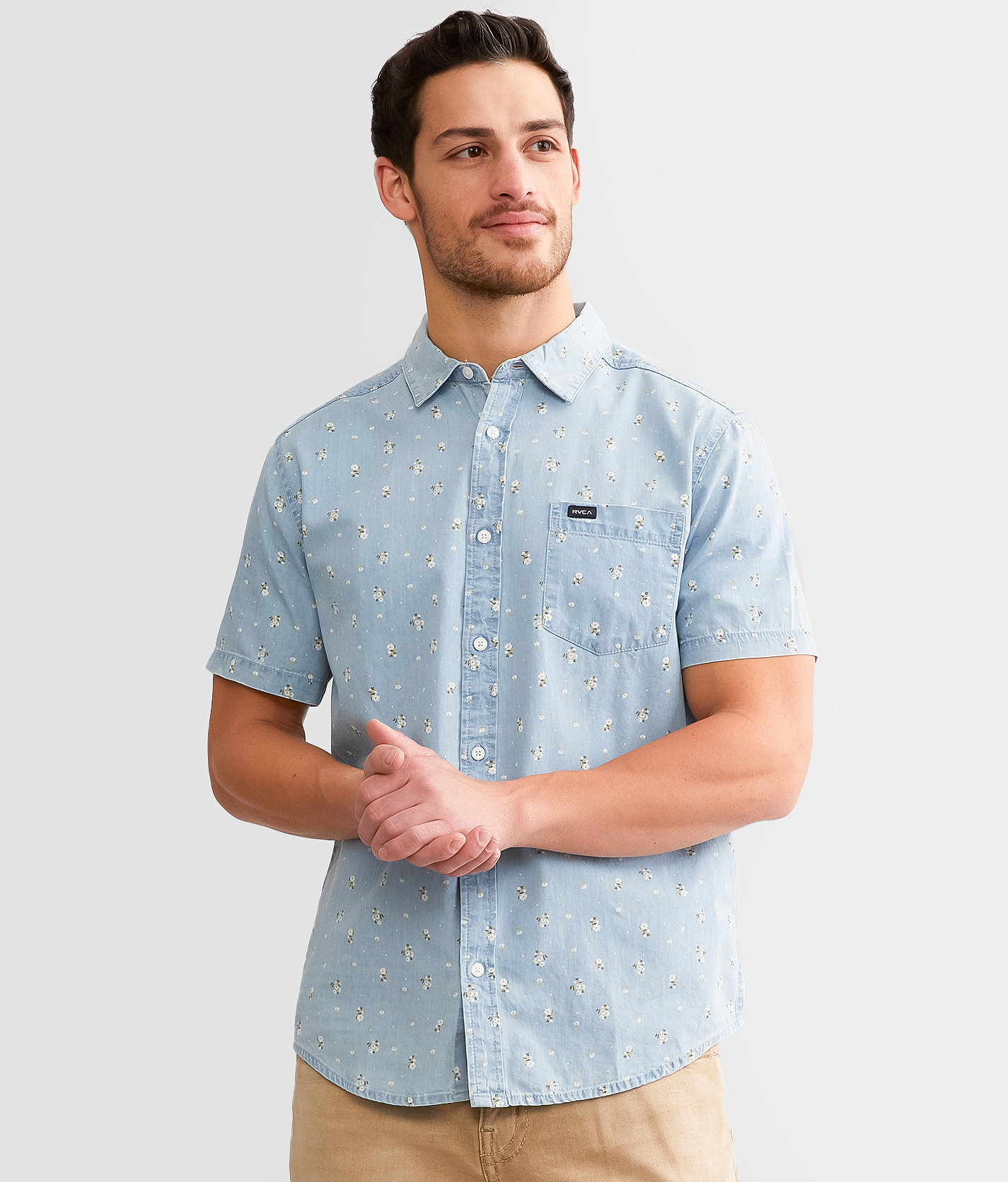 RVCA County Line Shirt - Men's Shirts in Washed Denim